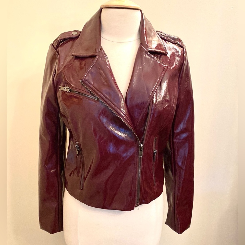 Bagatelle Heritage Maroon M Edgy Chic Streetwear Rocker Moto Biker Fitted Jacket